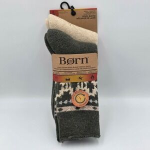 BORN Men Socks Long Lasting Durable WOOL Blend Thermal Full Cushion - Green